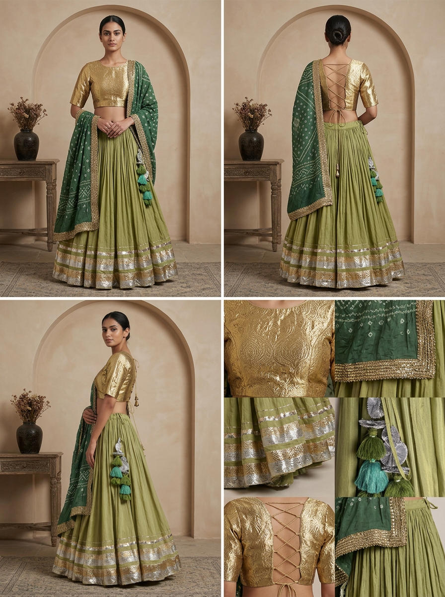 Rajwadi Olive Green Chaniya