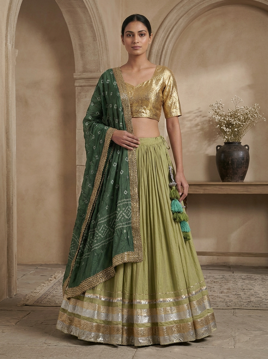 Rajwadi Olive Green Chaniya