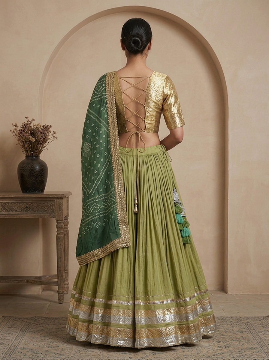 Rajwadi Olive Green Chaniya