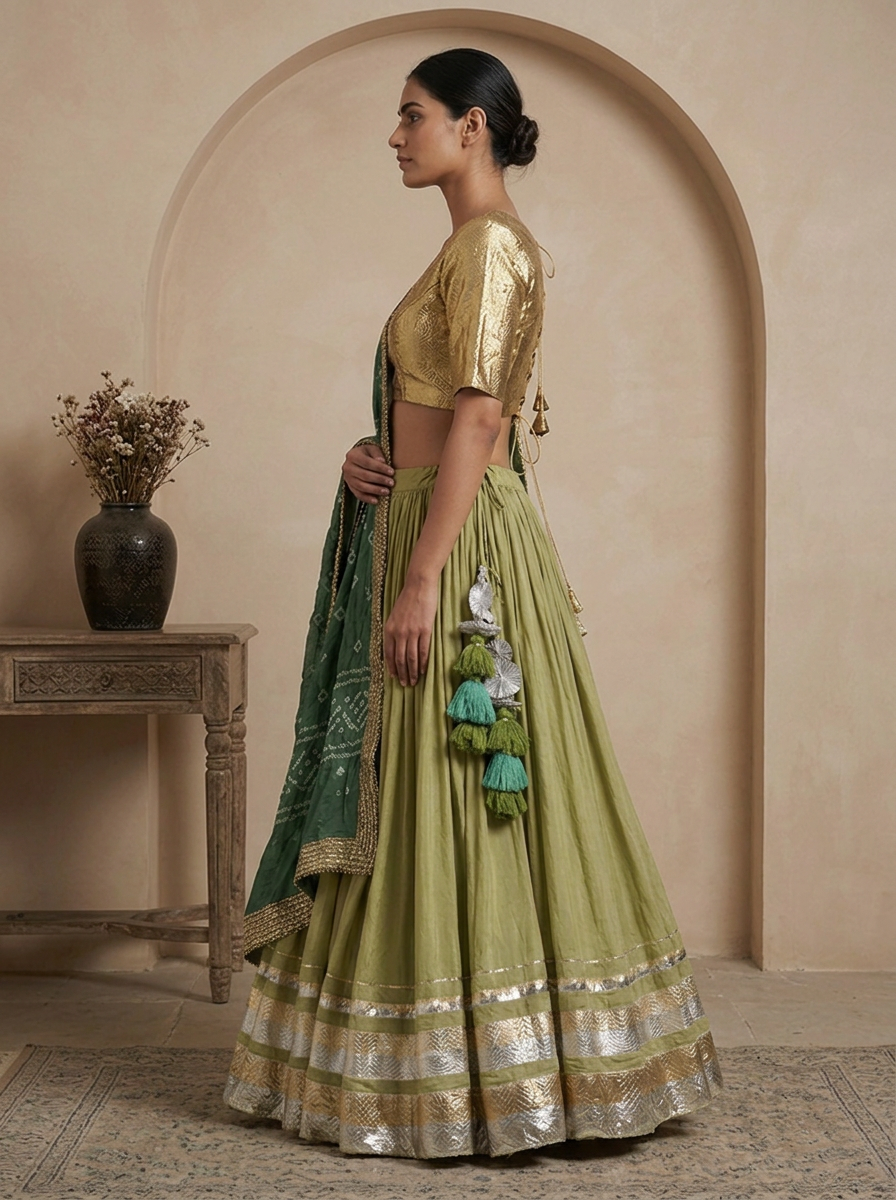 Rajwadi Olive Green Chaniya