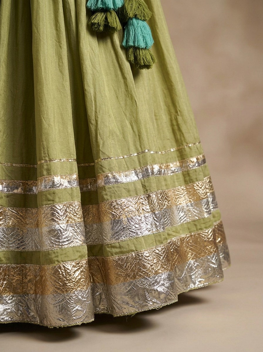 Rajwadi Olive Green Chaniya